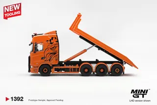 Scania 770S B8x4NA Hooklift Flatbed Orange